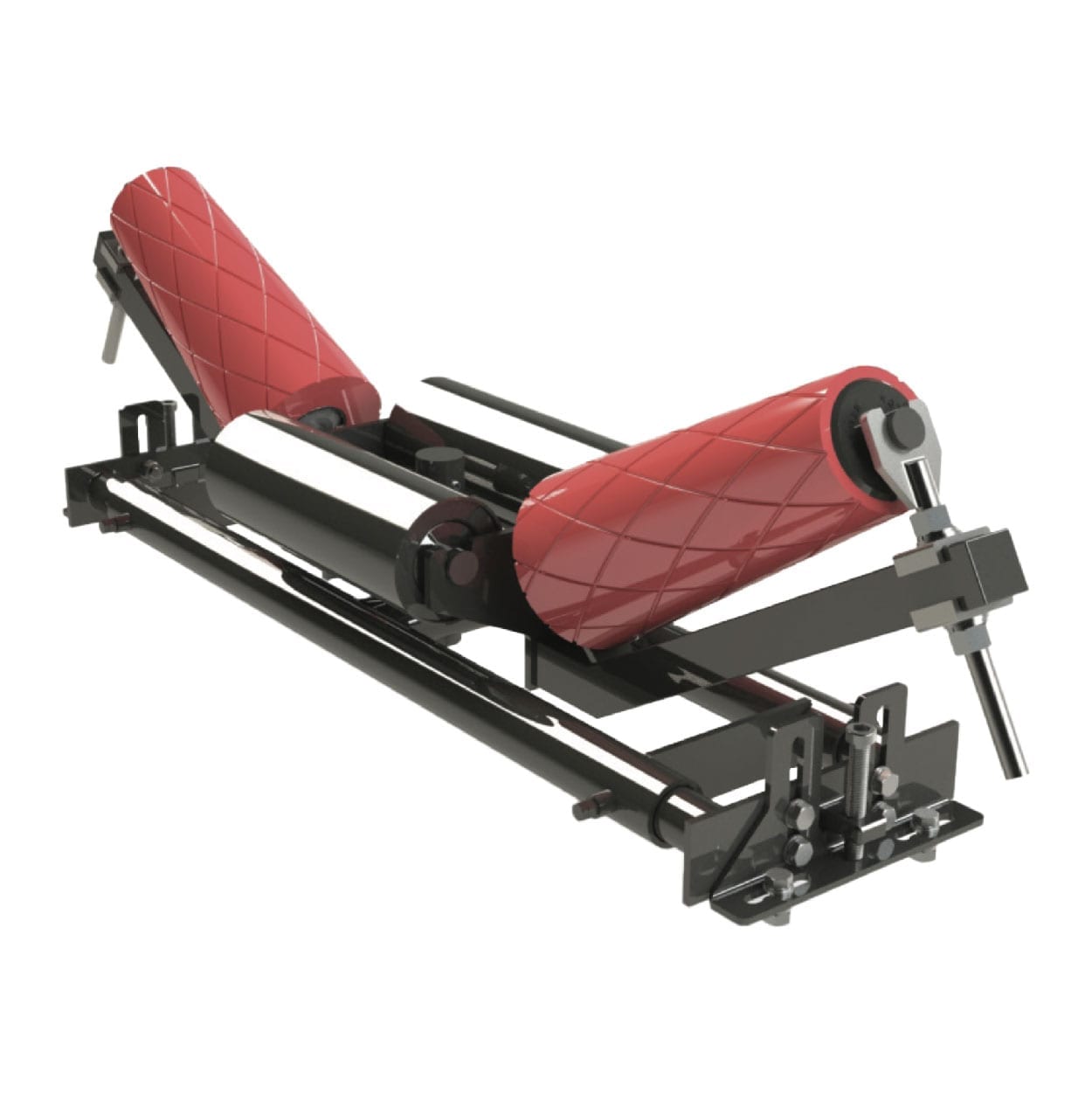 A REMATRACK TTX device with two large red, cylindrical rollers mounted on a black metal frame.