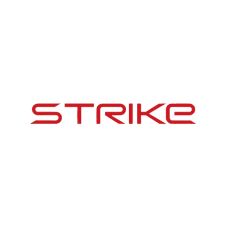 Text "STRIKE" written in red, stylized font on a transparent background.