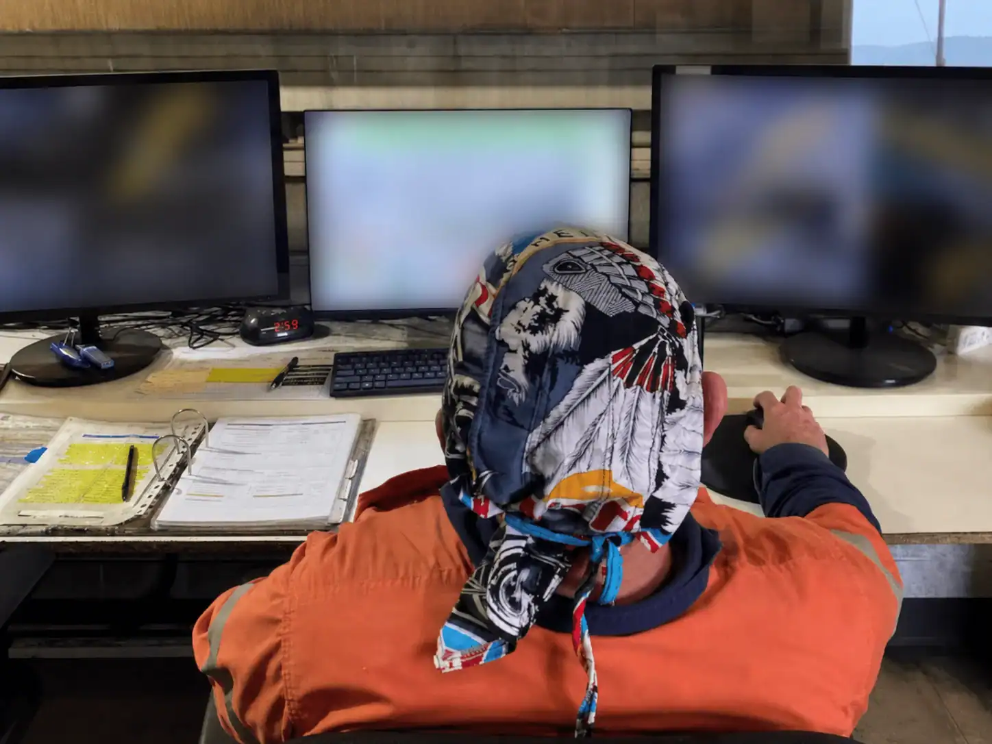 REMA TIP TOP team member operating the rail unloading coal receival control room